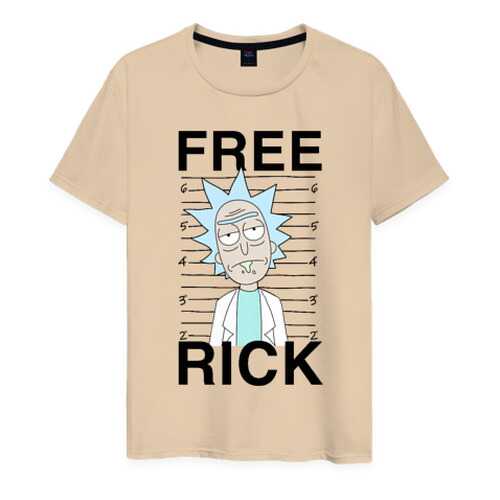 Футболка мужская ВсеМайки Free Rick бежевая 4XL в Бершка