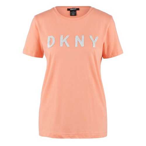 Футболка женская DKNY P0AH6CNA оранжевая L в Бершка